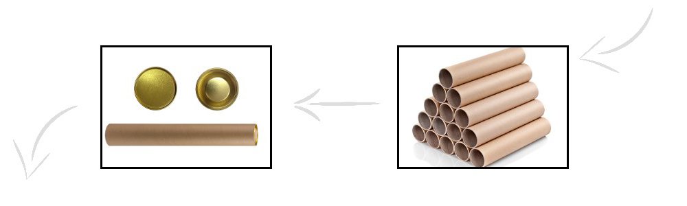 Второй этап производства упаковочных тубусов: выпуск жестяных крышек
